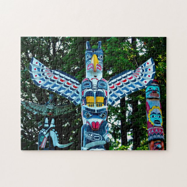 Totem Pole Vancouver. Jigszle Puzzle Pussel (Horisontell)