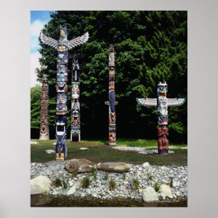 Totem poles, Vancouver, British Colombia Poster