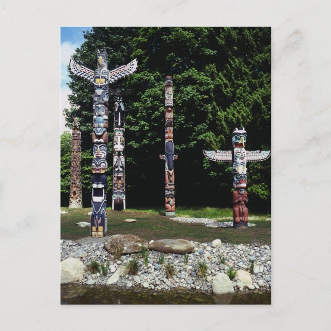 Totem poles, Vancouver, British Colombia Vykort (Framsida)