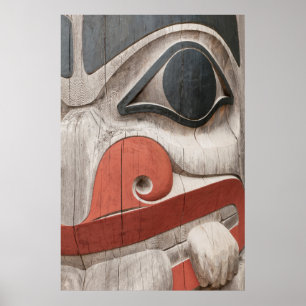 Totem-stolpar på Haida Heritage Center Museum Poster