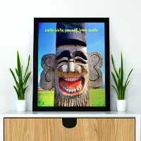 Totem Wood Ansikte Photo Smile med tionde citat