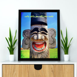 Totem Wood Ansikte Photo Smile med tionde citat Poster
