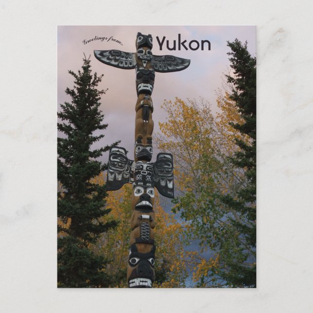 Totempåle i Yukon Kanada Vykort (Framsida)