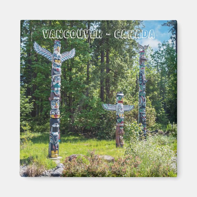 Totems i Stanley parkerar, Vancouver Kanada Magnet (Framsidan)