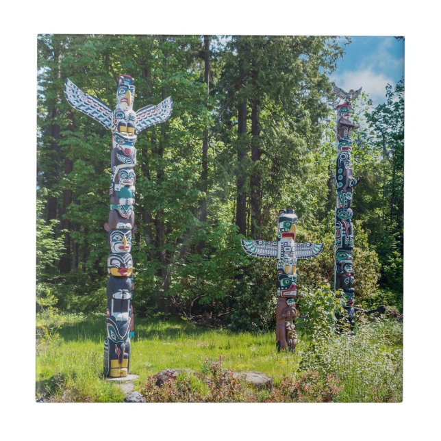 Totems in Stanley Park, Vancouver Canada Kakelplatta (Framsidan)