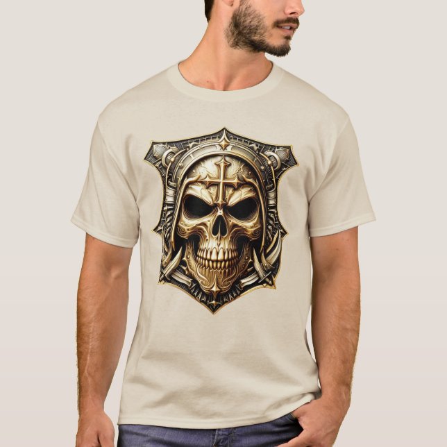 Totenkopf Deathmetal Metaldesign T Shirt (Framsida)