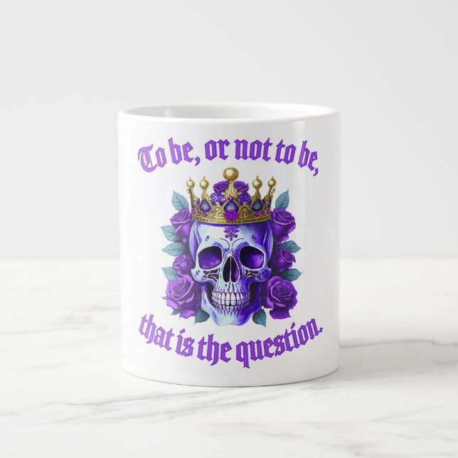 Totenkopf Geschenk Krone Rosen Spruch König Lila Jumbo Mugg (Framsidan)
