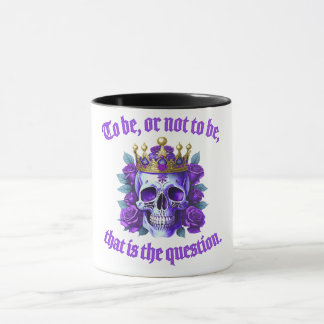 Totenkopf Geschenk Krone Rosen Spruch König Lila Mugg