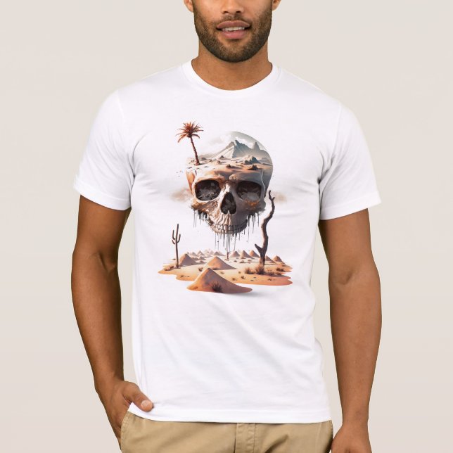 Totenkopf in der Wüste Stoner Rock Design T Shirt (Framsida)