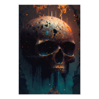 Totenkopf mit Apokalyptischem Hintergrund Fototryck