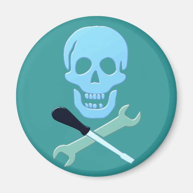 Totenkopf Schädel Mechaniker skull mechanic Magnet (Framsidan)