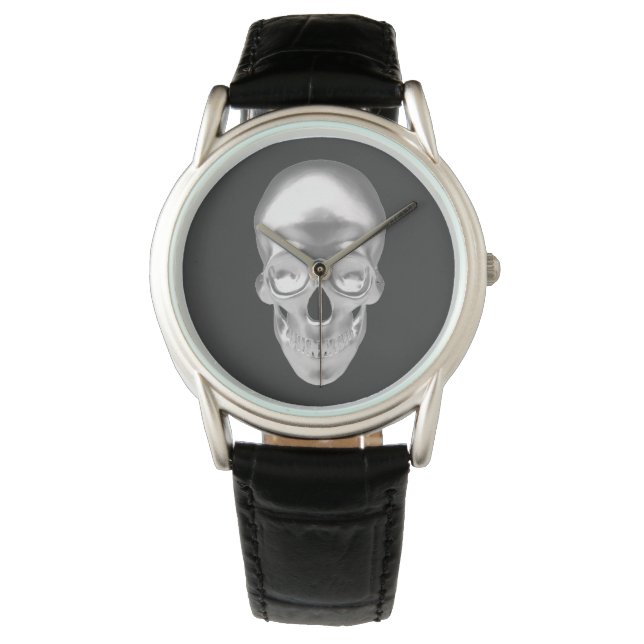 Totenkopf, Schädel silber 3D-Optik - Armbandsur (Framsida)