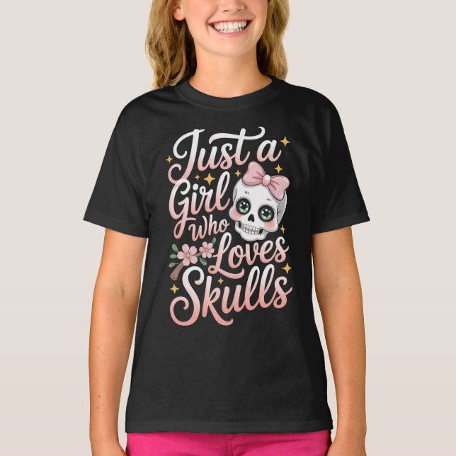 Totenkopf Shirt Mädchen Frauen Gothic T (Framsida)