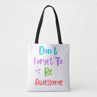 Toteväska med motiverande färgglad slogan tygkasse