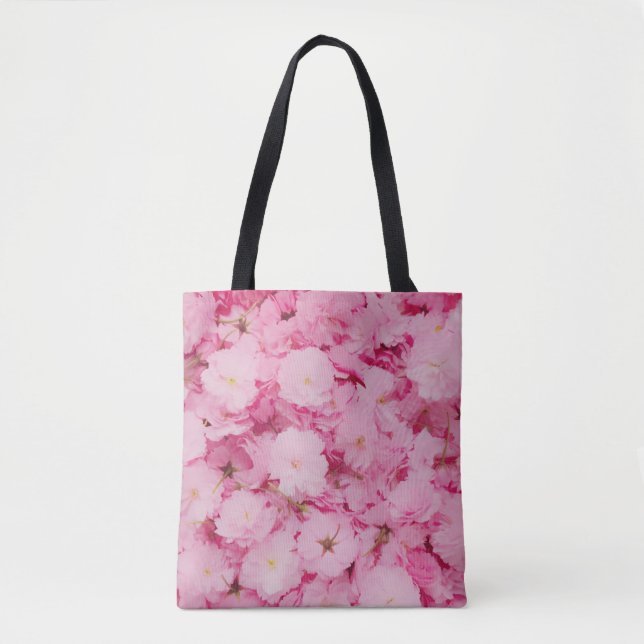 Toteväska Rosa Körsbärsblomning Blommig Botanisk Tygkasse (Framsida)