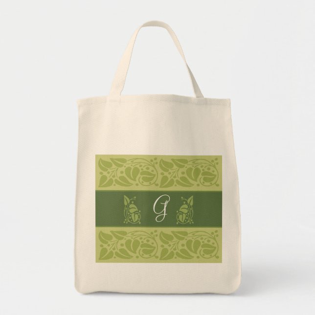Toto för Eco grön Monogramlivsmedel Tygkasse (Framsidan)