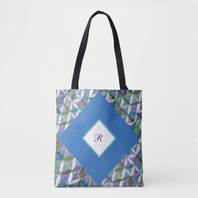 Toto för Quilters blåttMonogram Tygkasse (Framsida)