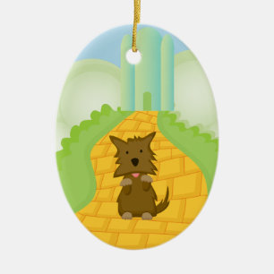 Toto på gul prydnad för tegelstenvägjul julgransprydnad keramik