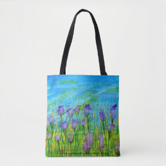 Totoaffisch med handpainted vattenfärg av lilor tygkasse