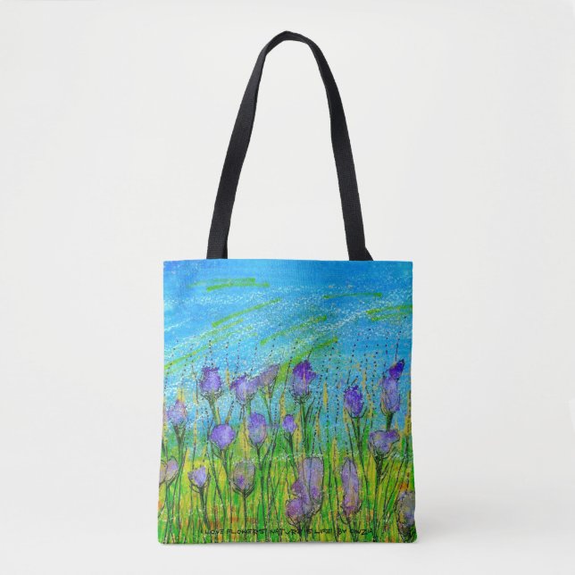 Totoaffisch med handpainted vattenfärg av lilor tygkasse (Framsida)