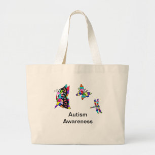 Totot för Autismmedvetenhetfjärilar hänger lös Jumbo Tygkasse