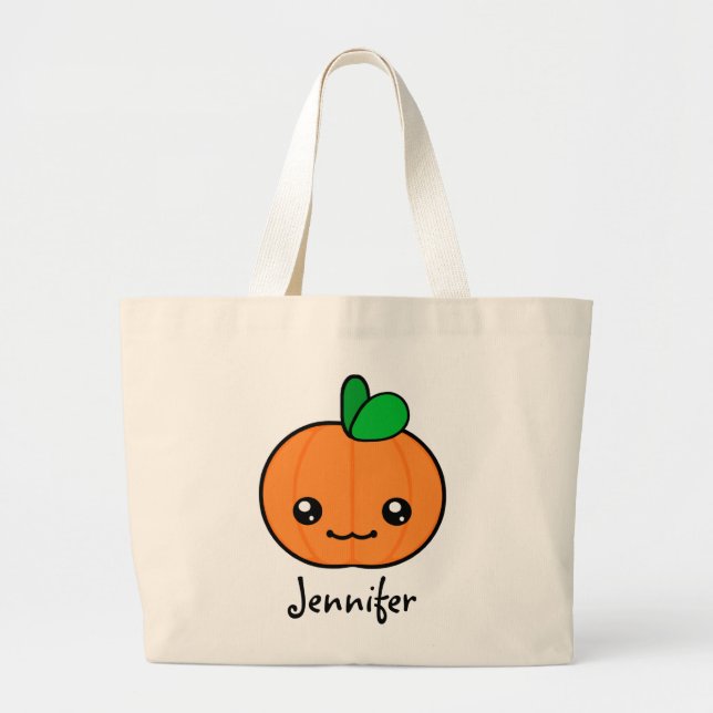 Totot för den Kawaii pumpaHalloween personligen Jumbo Tygkasse (Framsidan)