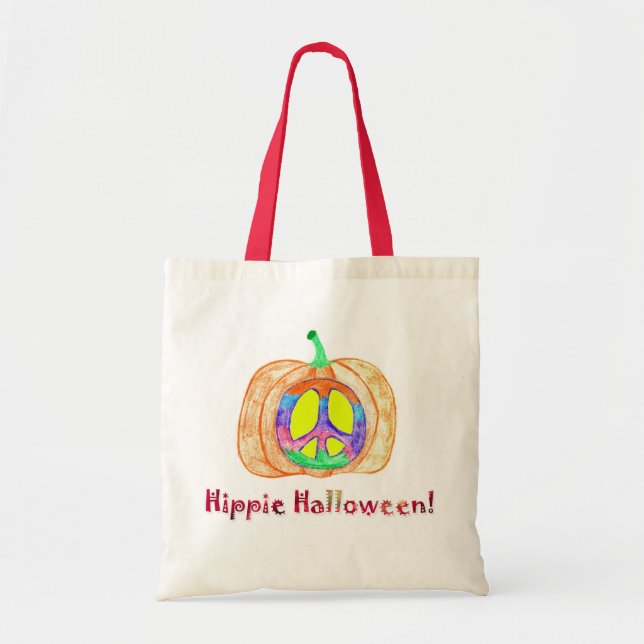 Totot för fredstecken för HippieHalloween pumpa Tygkasse (Framsidan)