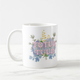 Totus Tuus Katolsk Mariakruk med blommor Kaffemugg