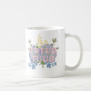 Totus Tuus Katolsk Mariakruk med blommor Kaffemugg