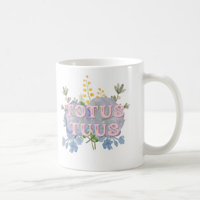 Totus Tuus Katolsk Mariakruk med blommor Kaffemugg (Höger)