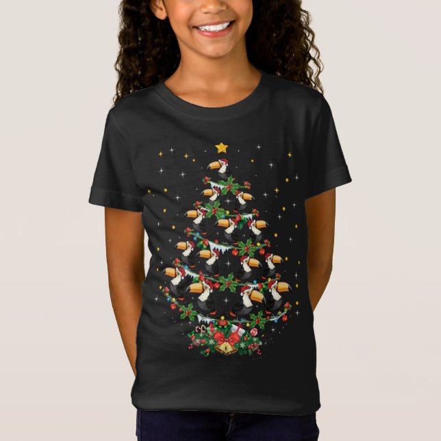 Toucan Bird Älskare Julafton Träd Santa Hat Toucan T Shirt (Framsida)