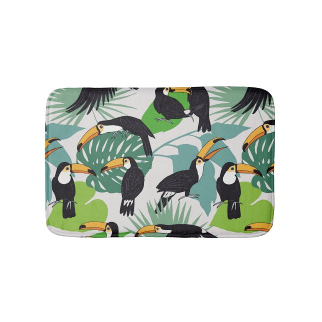 Toucan Bird: Handflatan Löv Mönster Badrumsmatta (Framsidan)