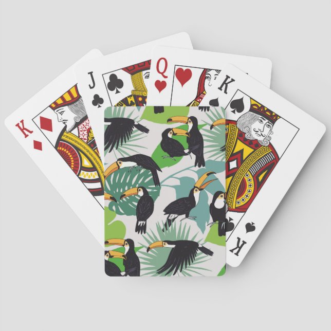 Toucan Bird: Handflatan Löv Mönster Casinokort (Baksidan)