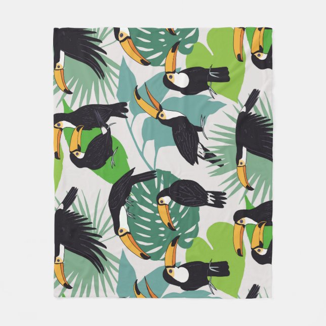 Toucan Bird: Handflatan Löv Mönster Fleecefilt (Framsidan)