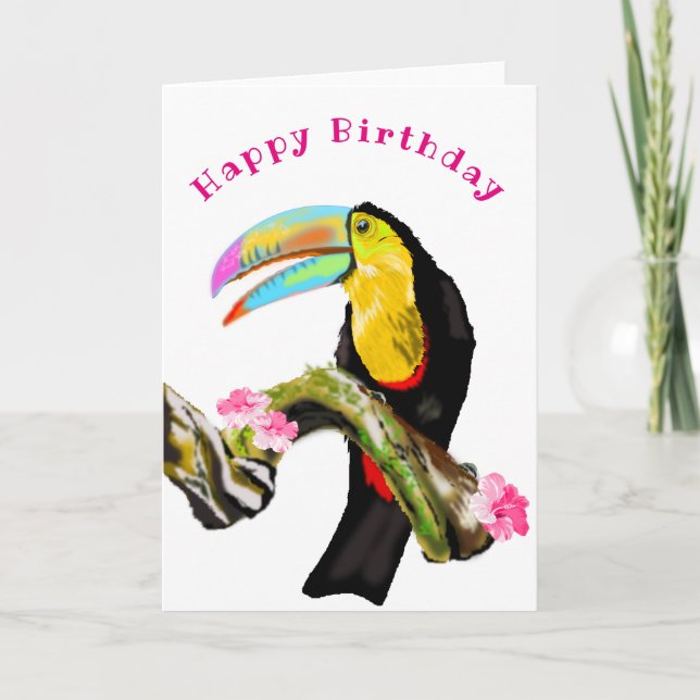 Toucan Bird med Grattis på födelsedagen-kort - din Kort (Framsida)