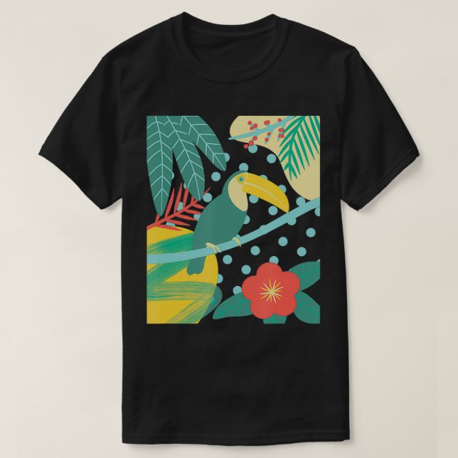 Toucan Bird Tropical Cute Handflatan Löv Flower Na T Shirt (Design framsida)
