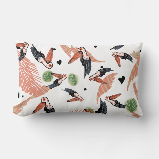 Toucan Birds Summer Tropical Greenery Art Lumbarkudde (Framsida)