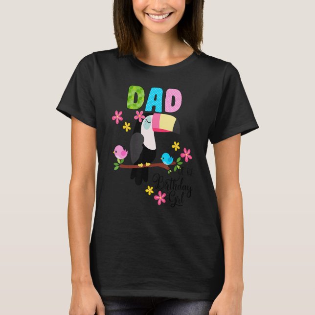 Toucan Birthday Pappa i Birthday Girl Tropical T Shirt (Framsida)