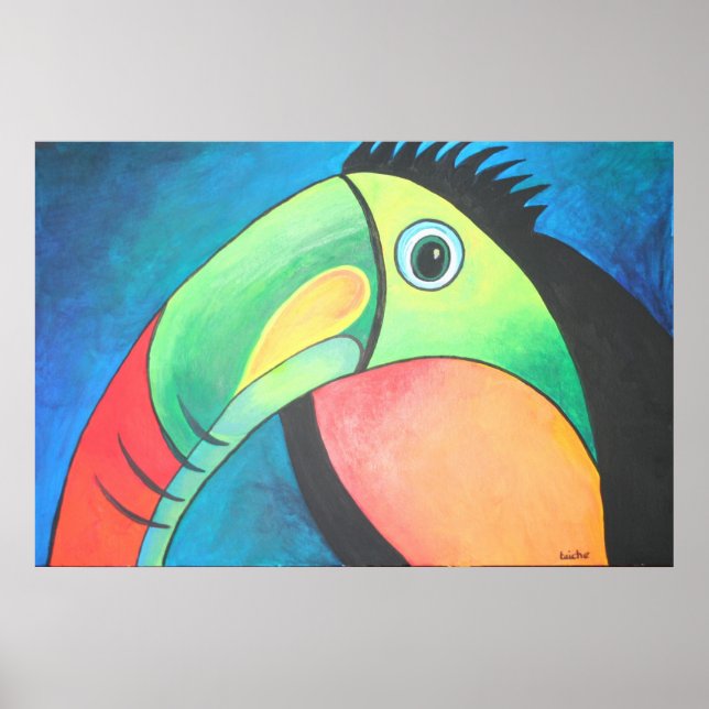 Toucan Chillike Tecknad Painting Poster (Framsidan)