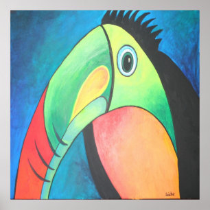 Toucan Chillike Tecknad Painting Poster