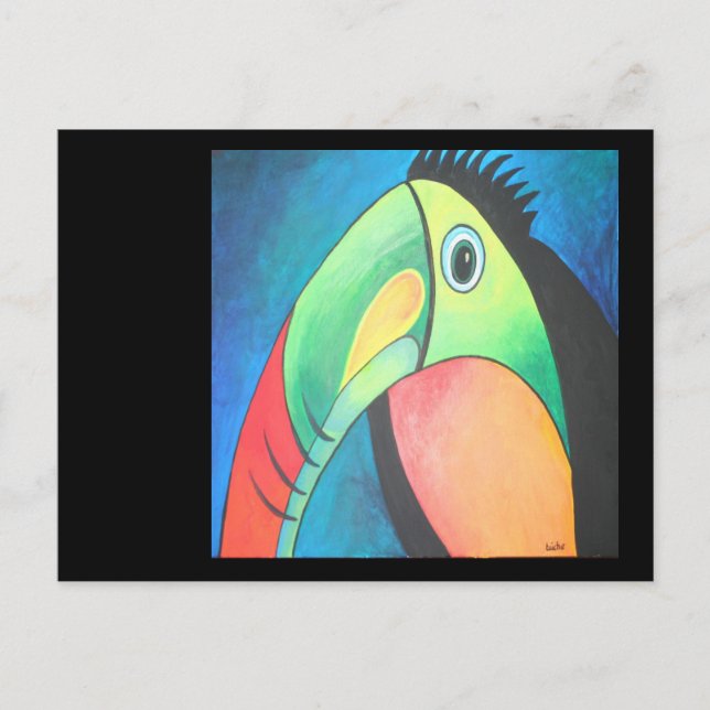 Toucan Chillike Tecknad Painting Vykort (Framsida)