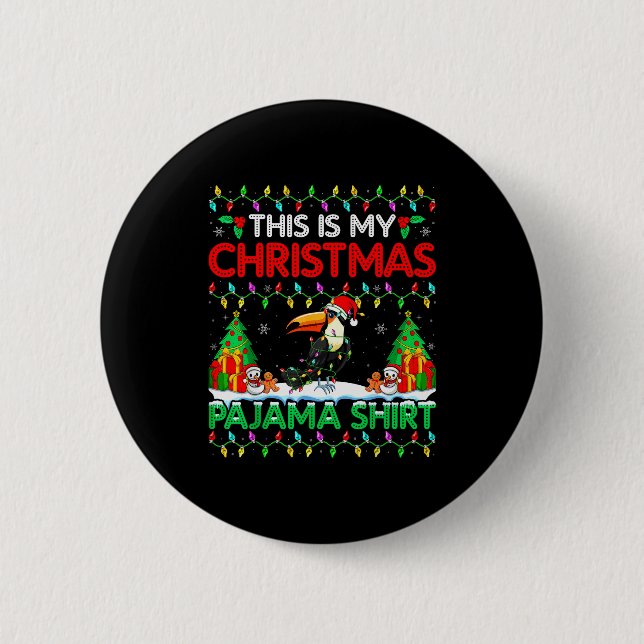 Toucan Christmas Santa Hat Pajama Shirt - Toucan L Knapp (Framsida)