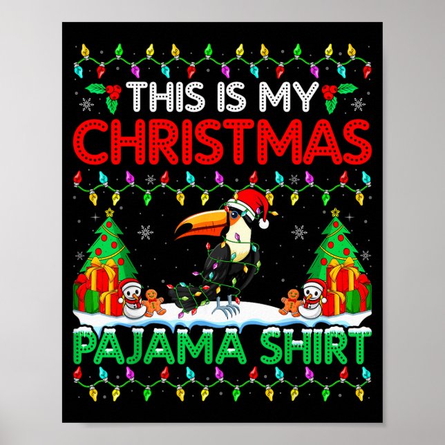 Toucan Christmas Santa Hat Pajama Shirt - Toucan L Poster (Framsidan)