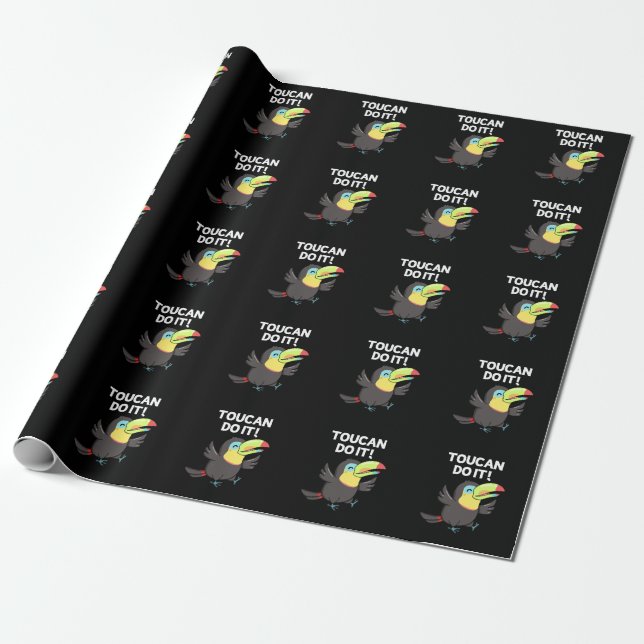 Toucan Do It Funny Positive Bird Pun Mörk BG Presentpapper (Utrullad)