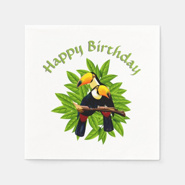 Toucan Duo Birthday Pappersservett (Framsidan)
