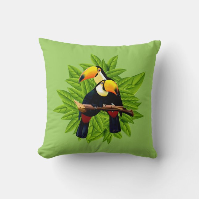Toucan Duo Grönt Kudde (Framsida)