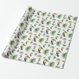 Toucan Exotic Monstera Watercolor Illustration Presentpapper