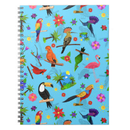 Toucan Flamingo och Arara Seamless Birds Mönster Anteckningsbok