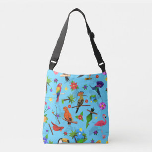Toucan Flamingo och Arara Seamless Birds Mönster Axelväska