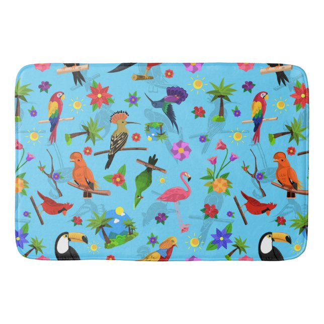 Toucan Flamingo och Arara Seamless Birds Mönster Badrumsmatta (Framsidan)
